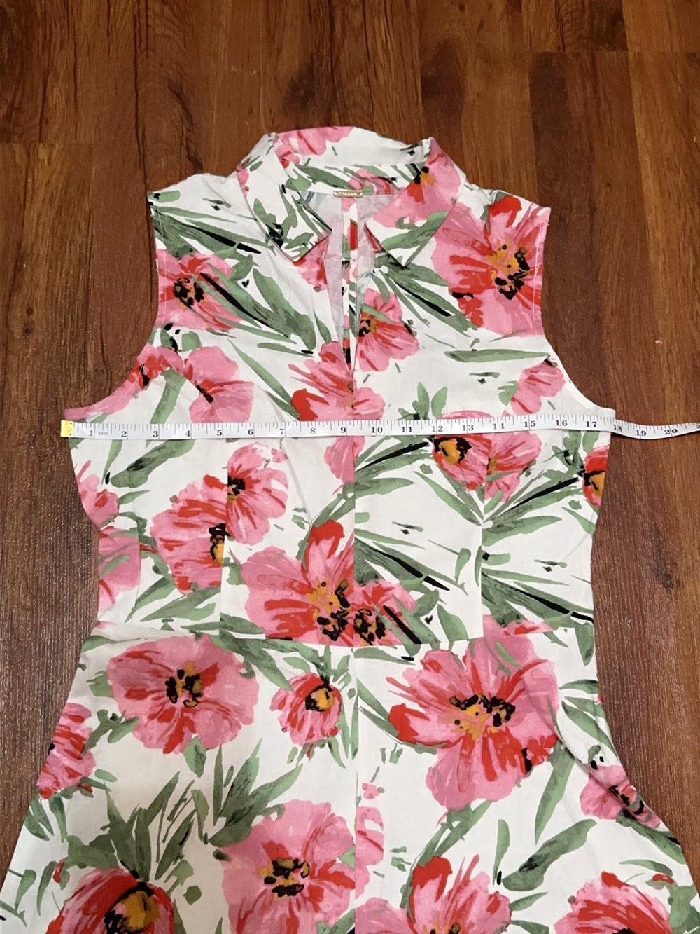 Tahari Pink Floral Sleeveless Collared Midi Dress - Picture 11 of 15